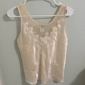 Elegant Cream Floral Embroidered Camisole